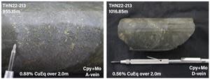 NQ Core Photographs of Mineralization in Hole THN22-213.