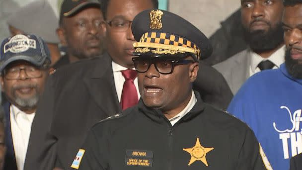 PHOTO: Chicago Police Superintendent David Brown addresses community members at a prayer vigil on Nov. 2 after 14 people were shot in a drive-by shooting on Halloween. (WLS)