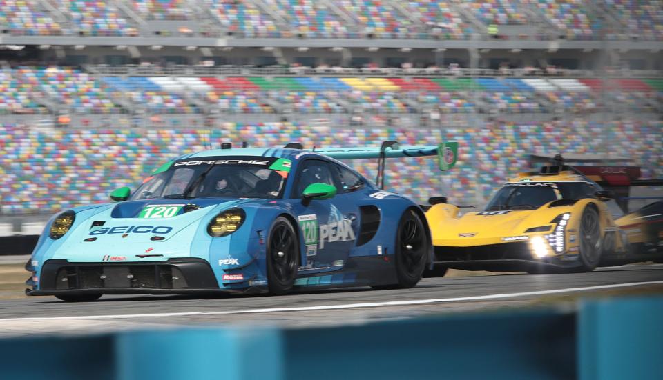 The No. 120 Porsche will serve as the movie car in the upcoming Jerry Bruckheimer Formula One movie that will star Brad Pitt. The movie has been filming in Daytona Beach and Volusia County over the past couple of weeks and will continue during Saturday and Sunday's Rolex 24 at Daytona.