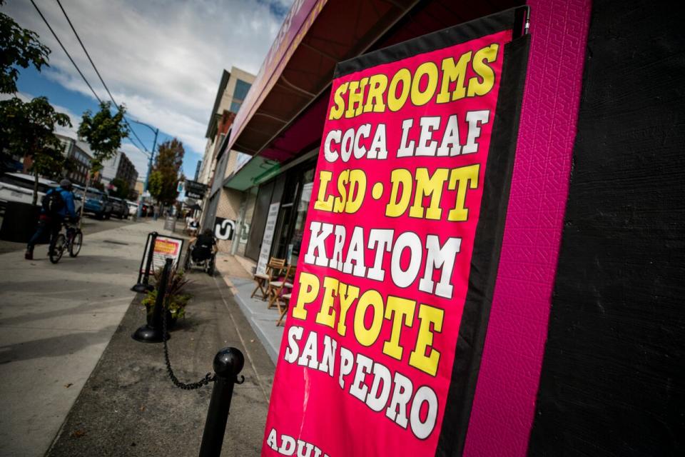 A mushroom dispensary at 651 East Hastings Street is pictured in Vancouver, B.C., on Tuesday, August 27, 2024.