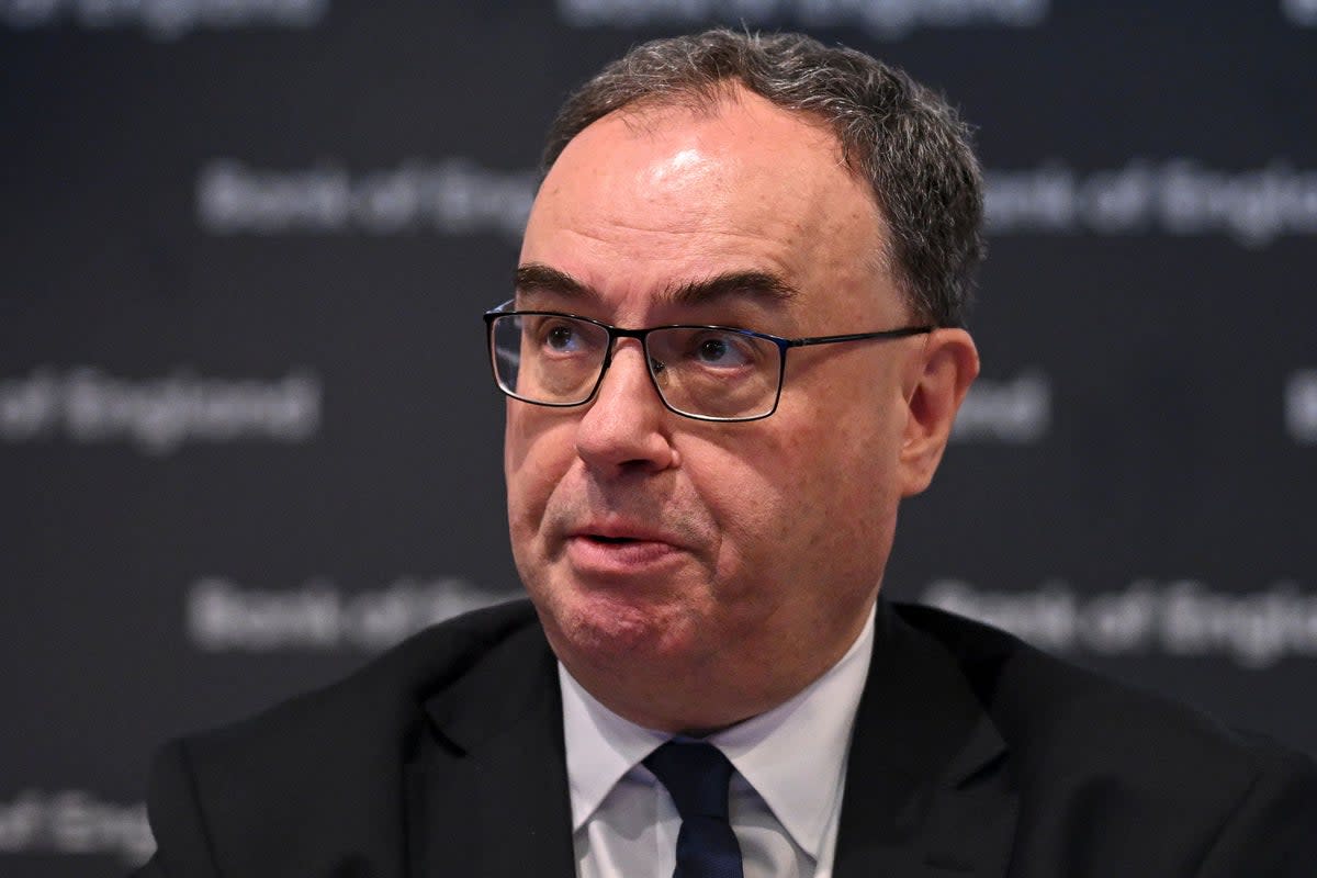 Bank of England Governor Andrew Bailey has signalled that inflation does not need to reach 2 per cent before the Bank starts cutting interest rates (PA Wire)