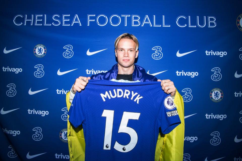 Difficult start: Mudryk has not yet lived up to the hype for Chelsea (Chelsea FC via Getty Images)