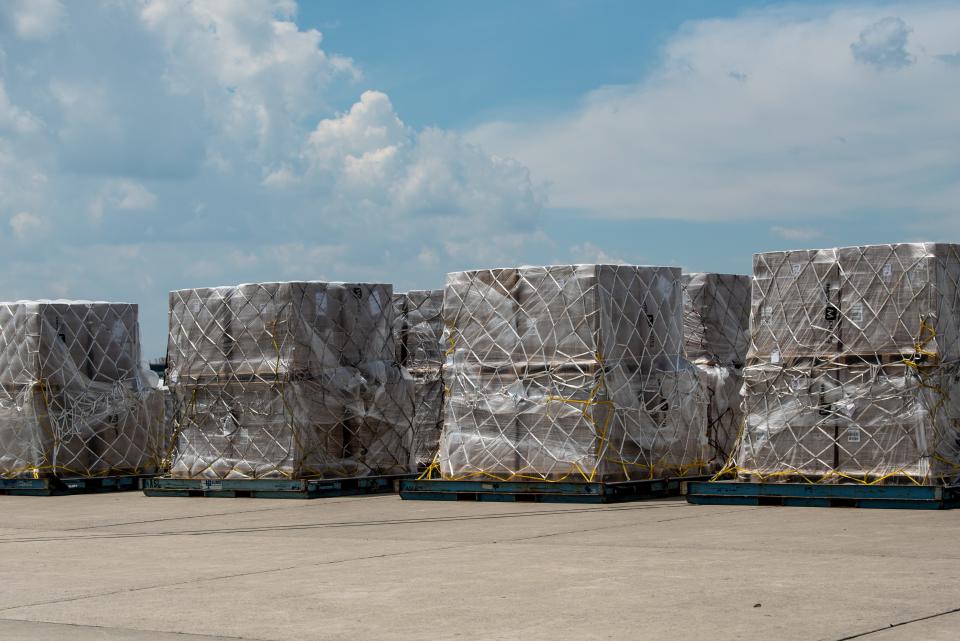 A Kalitta Air cargo plane with 55 tons of Nestle baby formula arrives at Newark Liberty International Airport on Friday, July 1, 2022. The flight arrives from the Netherlands as part of a federal effort to ease the formula shortage. 