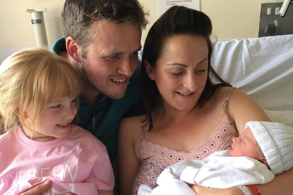 Cassidy with her fiance, cameraman Marc Humphries and their newborn Joanie, now five, and her daughter Eliza (now, 11) whom she shares with former boyfriend Adam Cottrell (‏@Nat_Cassidy Instagram)