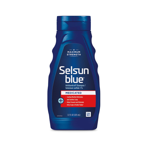 Selsun Blue Medicated Maximum Strength Dandruff Shampoo; how to get rid of dandruff