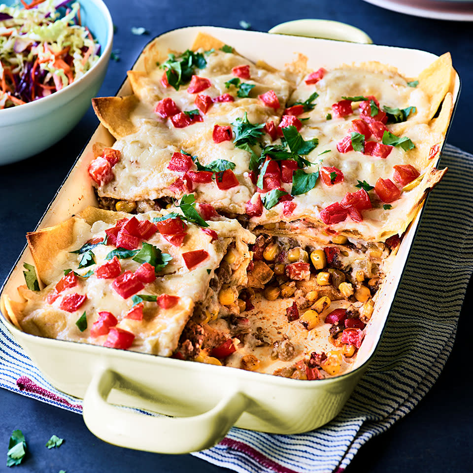 Cheesy Beef Enchilada Casserole