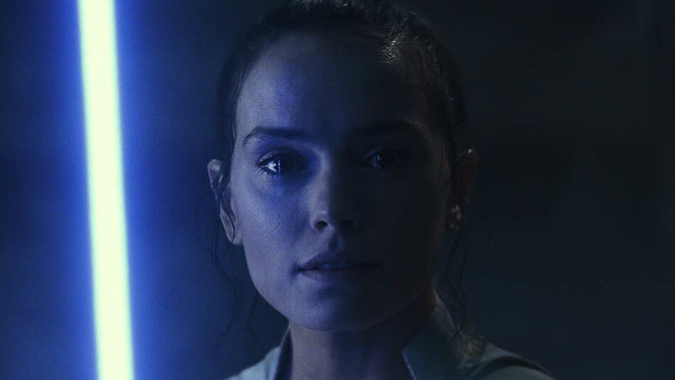 Daisy Ridley as Rey in Star Wars.