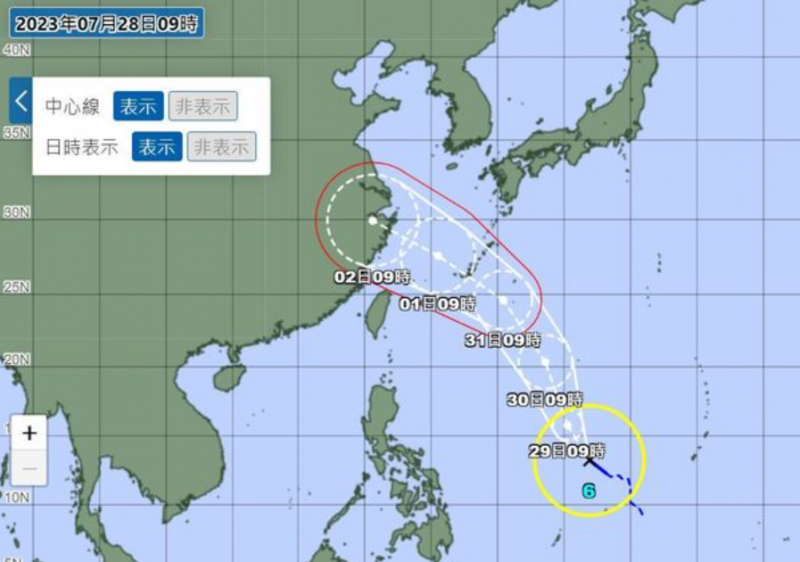 <cite>日本氣象廳預估卡努颱風提早一天轉強颱。（圖／翻攝自日本氣象廳）</cite>