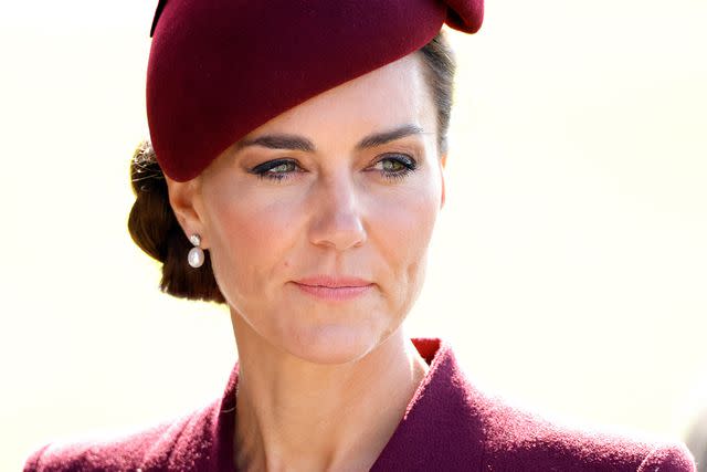 <p>Max Mumby/Indigo/Getty </p> Kate Middleton attends a service commemorating the life of Queen Elizabeth at St Davids Cathedral on September 8, 2023 in St Davids, Wales.