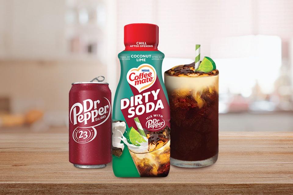 <p>Coffee Mate</p> Coffee Mate and Dr. Pepper team up to make a dirty soda creamer