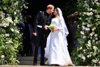 Markle shined in a custom Givenchy gown on her wedding day, in none other than white. The dress has since been displayed in a Royal Wedding exhibit at Windsor Castle. (Photo: Getty Images)