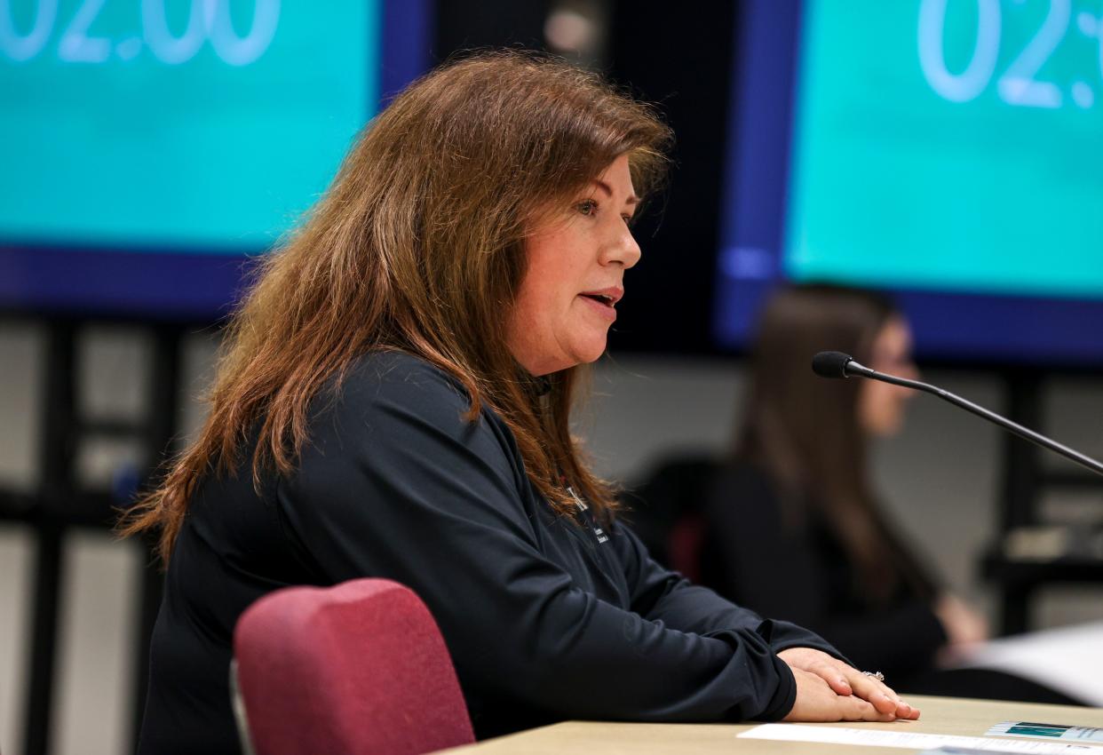 SKEA president Tyler Scialo-Lakeberg speaks at the Salem-Keizer School Board meeting Monday.