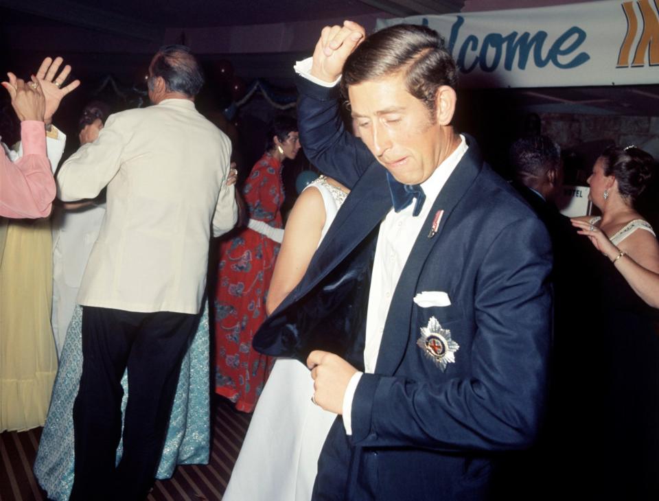 <p>Like father, like son! During a trip ashore while serving in the Royal Navy in 1973, a 24-year-old Charles celebrated Bahamian independence with a festive calypso in the capital city of Nassau. Years later the Prince of Wales revealed he also had a penchant for the thumping beats of disco.</p>