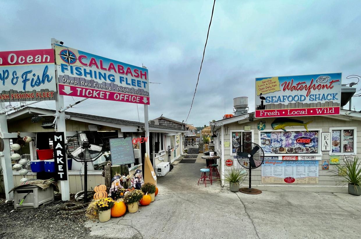 Seafood restaurants and fishing charters dot the shoreline in Calabash.