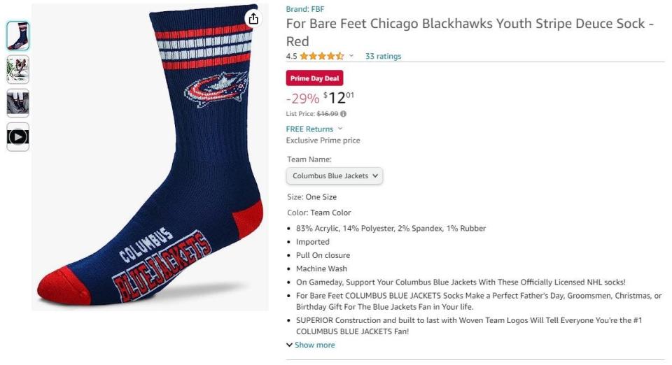 Columbus Blue Jackets socks