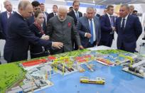 Russian President Putin and Indian Prime Minister Modi visit the shipbuilding plant "Zvezda" outside Vladivostok
