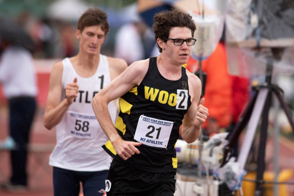 Archbishop Wood senior Gary Martin runs at PIAA Track and Field Championship at Shippensburg University on Friday, May 27, 2022. He finished first, breaking the PIAA record with 4:01.56. 