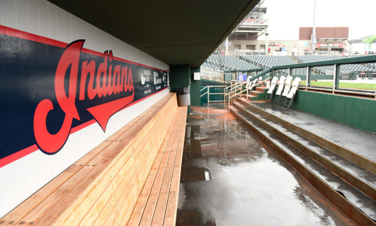 The Cleveland Indians dugout during a game against the Royals.