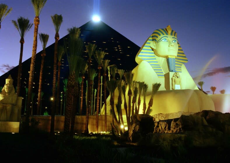 A sphinx in front of Luxor Hotel and Casino in Las Vegas, Nev.,
