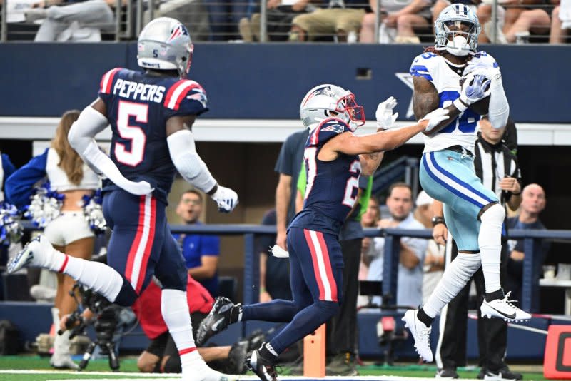 Dallas Cowboys wide receiver CeeDee Lamb (R) is a Top 10 play in Week 5. Photo by Ian Halperin/UPI