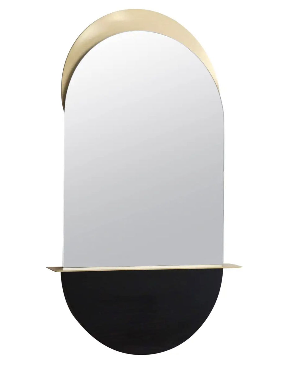 2) Solis Mirror in Satin Brass and Blackened Ash by Simon Johns, Small