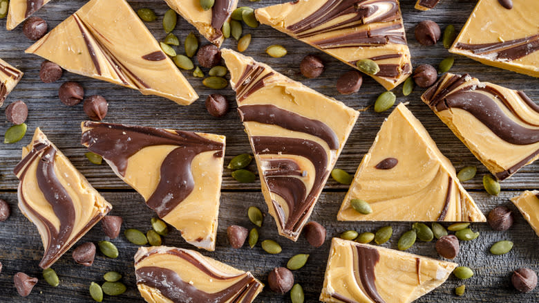 swirled chocolate bark pieces