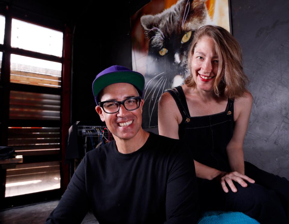 Andy and Marian Nunez, husband and wife duo, pose for a photo in the Opolis micro venue in Norman on Wednesday, Aug. 23, 2017.