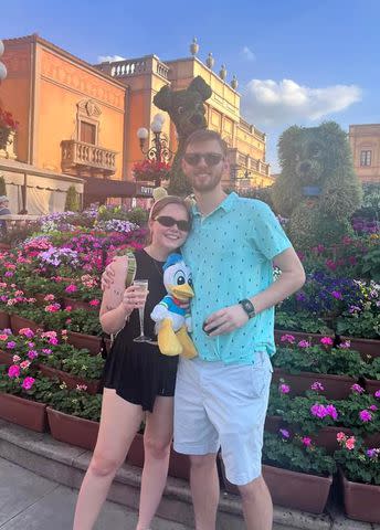 <p>Natasha Caudill</p> Natasha Caudill with her fiancé at Disney World.