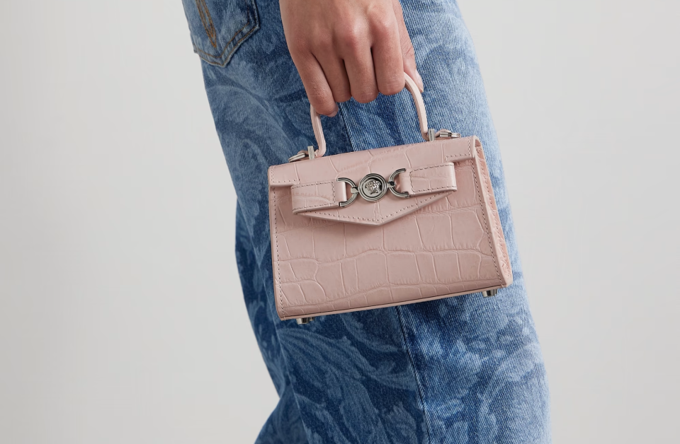 Versace Mini embellished croc-effect leather shoulder bag. (PHOTO: Net-A-Porter)