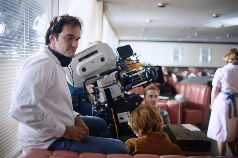 Tarantino, en el rodaje de una de las escenas más recordadas del film
