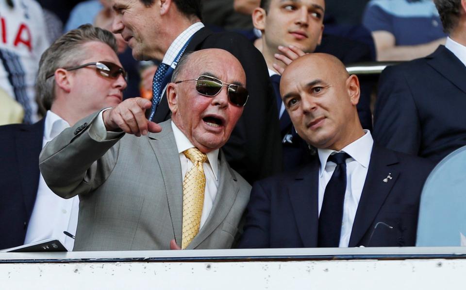 Daniel Levy with Spurs owner Joe Lewis - Daniel Levy flies to Bahamas for talks with Spurs owner Joe Lewis over investment and transfer budgets - REUTERS