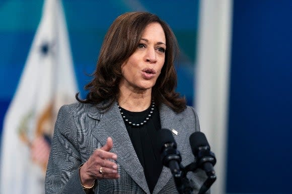 Vice President Kamala Harris speaks to mark the first-ever federal Maternal Health Day of Action
