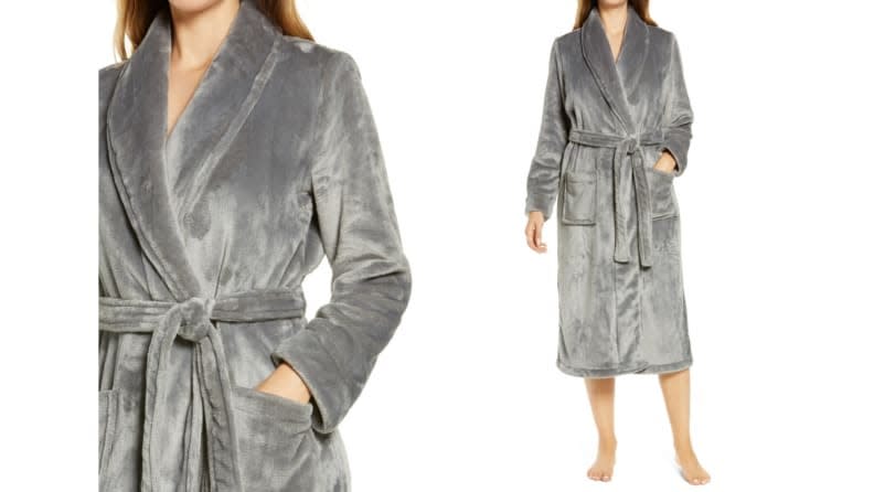 Snuggle up in this fuzzy robe.