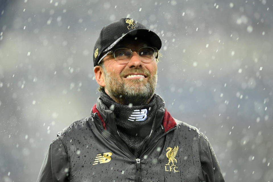 Jurgen Klopp  looks on ahead of the UEFA Champions League quarter final second leg match between Porto and Liverpool 