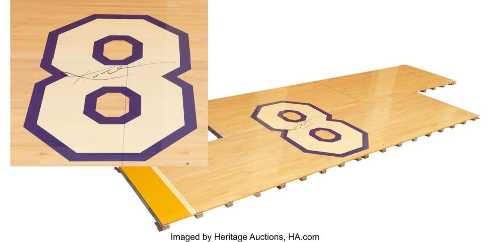 A portion of the Staple Center floor from Kobe Bryant's final game is up for bid from Heritage Auctions.