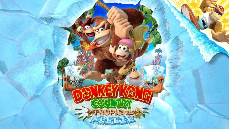 Donkey Kong and his familu bust through a circle in the middle for a cover of Donkey Kong Country. Donkey Kong Country would make for a good movie spinoff.