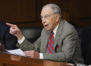 Sen. Charles Grassley, R-Iowa, speaks during the confirmation hearing for Supreme Court nominee Amy Coney Barrett, before the Senate Judiciary Committee, Tuesday, Oct. 13, 2020, on Capitol Hill in Washington. (Kevin Dietsch/Pool via AP)