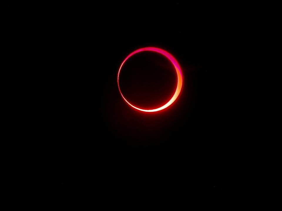 An annular solar eclipse happens when the moon is too far from the Earth to block out the entire sun. This image taken by Dean Regas from Reno, Nevada, in 2012 will be repeated for some locations in the United States on Oct. 14.