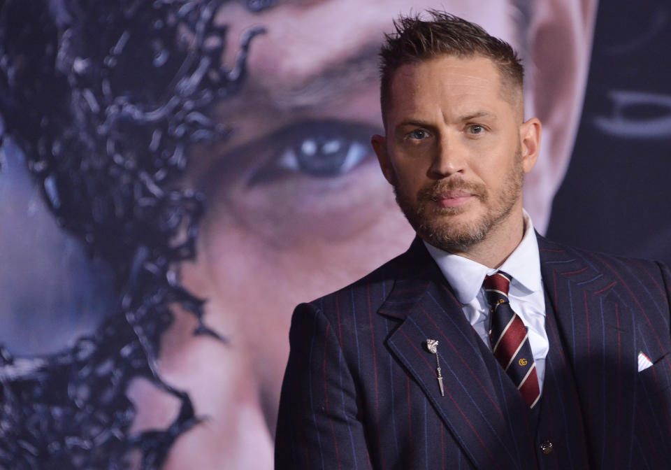 Tom Hardy arrives at the �Venom� Los Angeles Premiere held at the Regency Village Theater in Westwood, CA on Monday, October 1, 2018. (Photo By Sthanlee B. Mirador/Sipa USA)