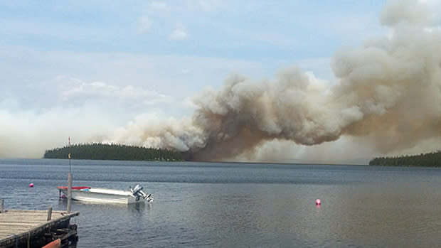 A forest fire that started near Labrador City and Wabush over the weekend continues to burn. 