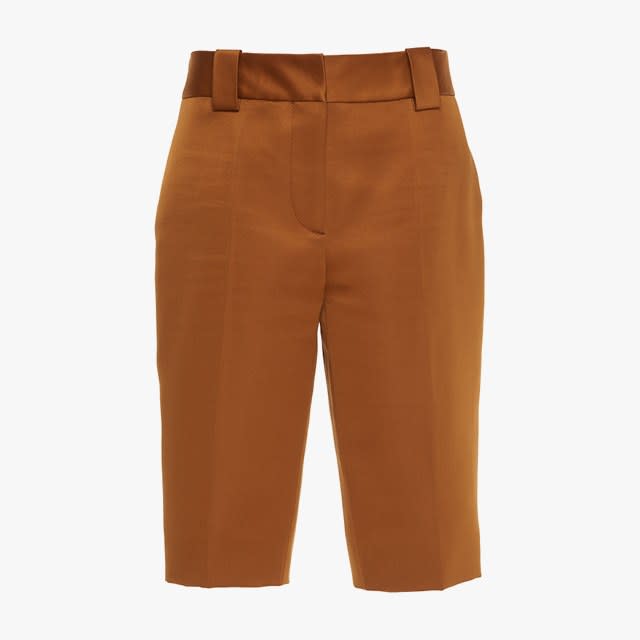 Prada pleated silk-satin Bermuda shorts, $1560, modaoperandi.com