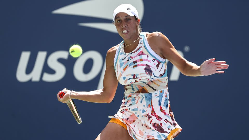 Keys returns a shot to Liudmila Samsonova during the third round of the US Open. - Andres Kudacki/AP