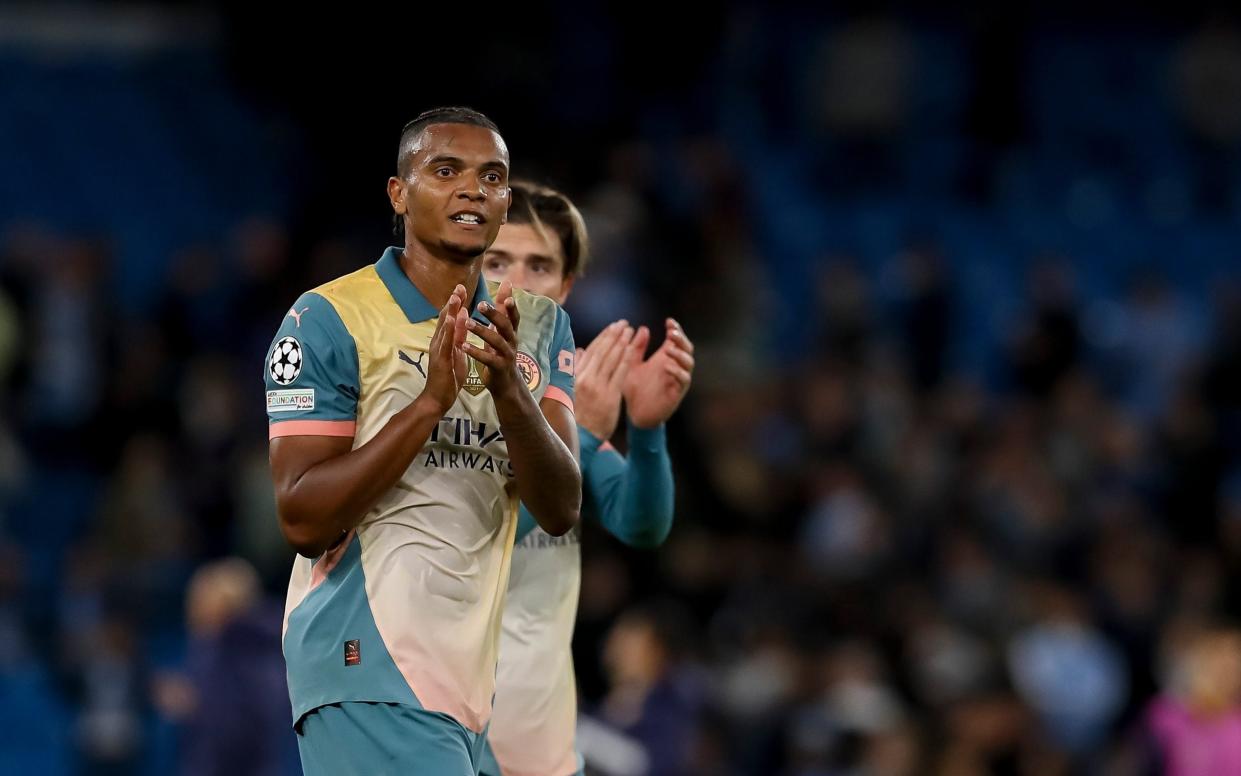 Manuel Akanji of Manchester City looks on during the UEFA Champions League