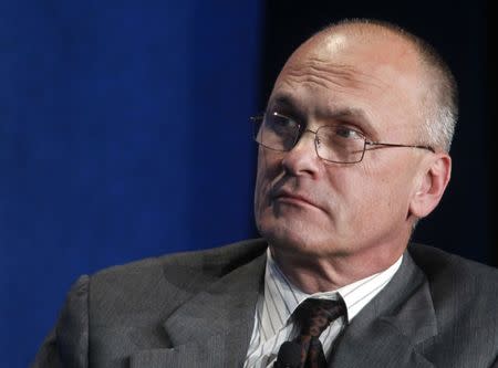 Andrew Puzder, CEO of CKE Restaurants, takes part in a panel discussion titled "Understanding the Post-Recession Consumer" at the Milken Institute Global Conference in Beverly Hills, California April 30, 2012. REUTERS/Fred Prouser