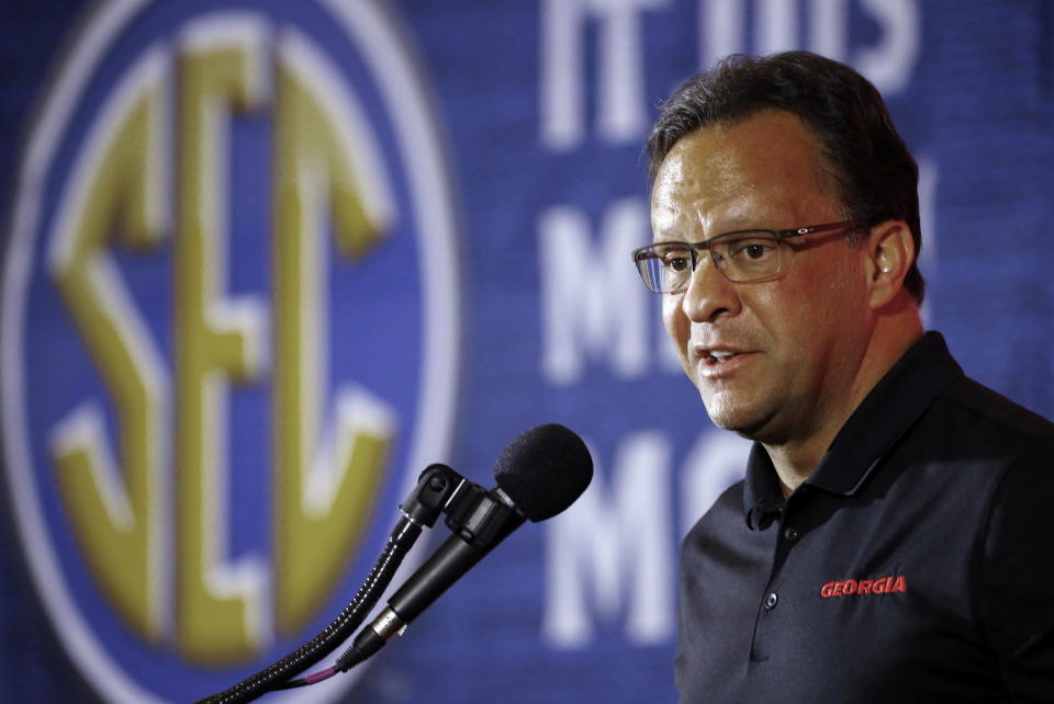 Georgia coach Tom Crean speaks during the SEC men’s NCAA college basketball media day in Birmingham, Alabama. (AP)