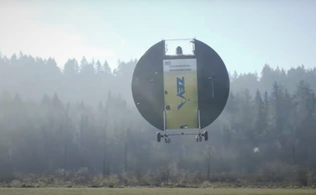 Zeva’s Zero personal air vehicle takes a test flight in rural Pierce County, Wash. (Zeva via YouTube)