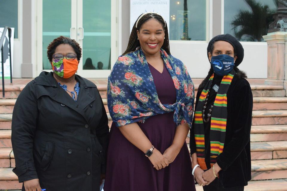 New College's Dr. Queen Zabriskie; Community Foundation Ranata Reeder VP of Knowledge and Equity; and Dr. Lisa Merritt, founder of Multicultural Health Institute during the scholarship reception.