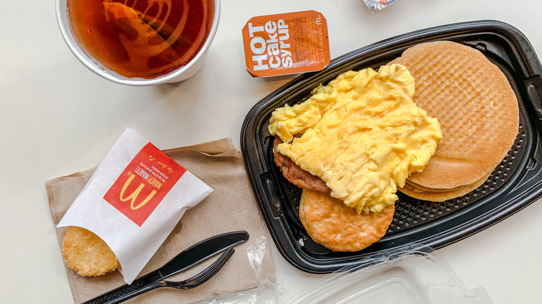 McDonald's pancakes and scrambled eggs