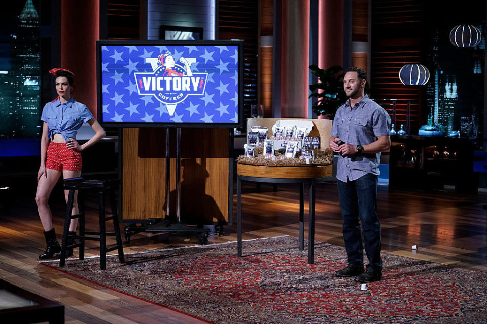 Entrepreneurs pitching in the Shark Tank