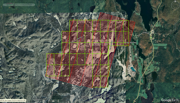 Survey flight lines dimensions